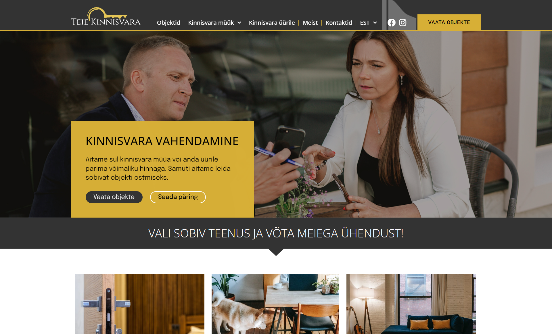Teie Kinnisvara OÜ (teiekinnisvara.ee) Kodulehe tegemine + API liidestamine